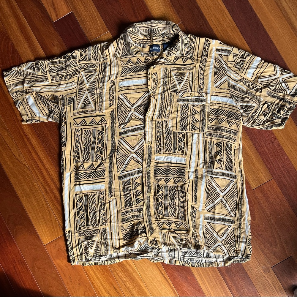 Y2k Pattern Button Down Shirt - image 1